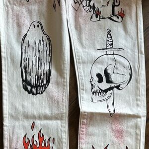 MNML White Art Denim Jeans | Size 34